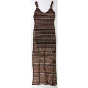 Sanctuary Clothing Womens Striped Maxi A-line Dress, Brown, NWT